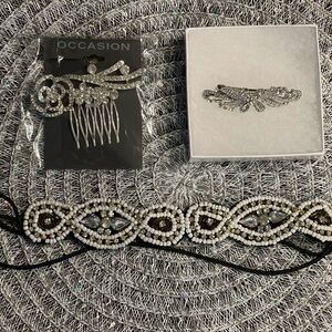 Elegant Silver and Crystal Hair Accessory Set